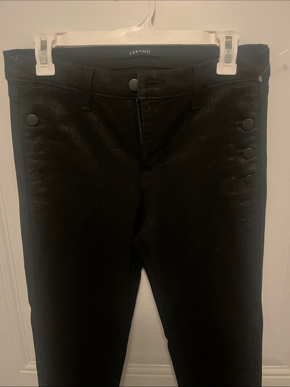 J Brand Black Skinny High-Rise Jeans with Side Button Detail
